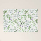 Botanical forest green lavender watercolor floral Welcome Mat Gallery Image 1