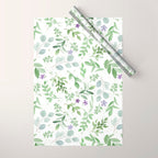 Botanical forest green lavender watercolor floral Wrapping Paper Gallery Image 1