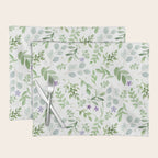 Botanical forest green lavender watercolor floral Placemat Gallery Image 1