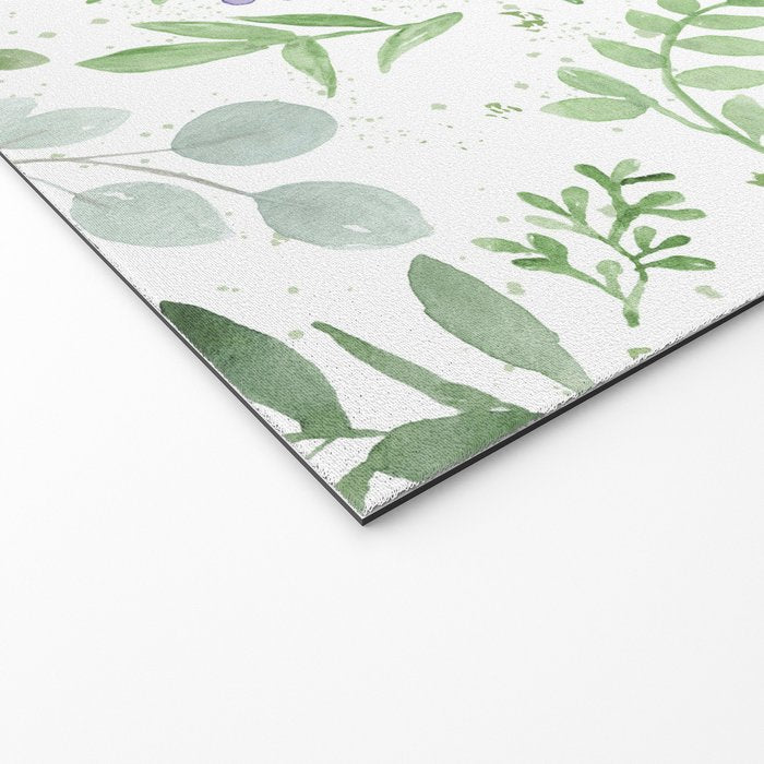 Botanical forest green lavender watercolor floral Welcome Mat Gallery Image 2