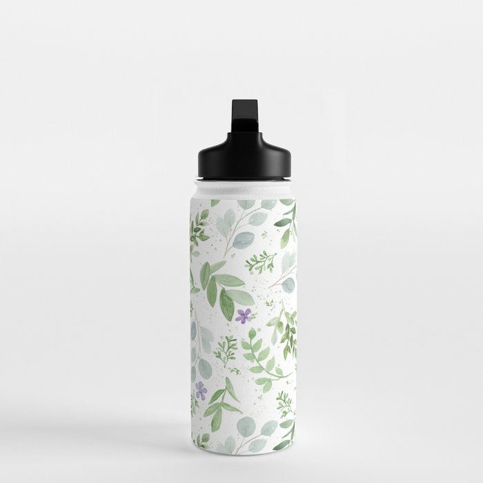 Botanical forest green lavender watercolor floral Water Bottle Gallery Image 3