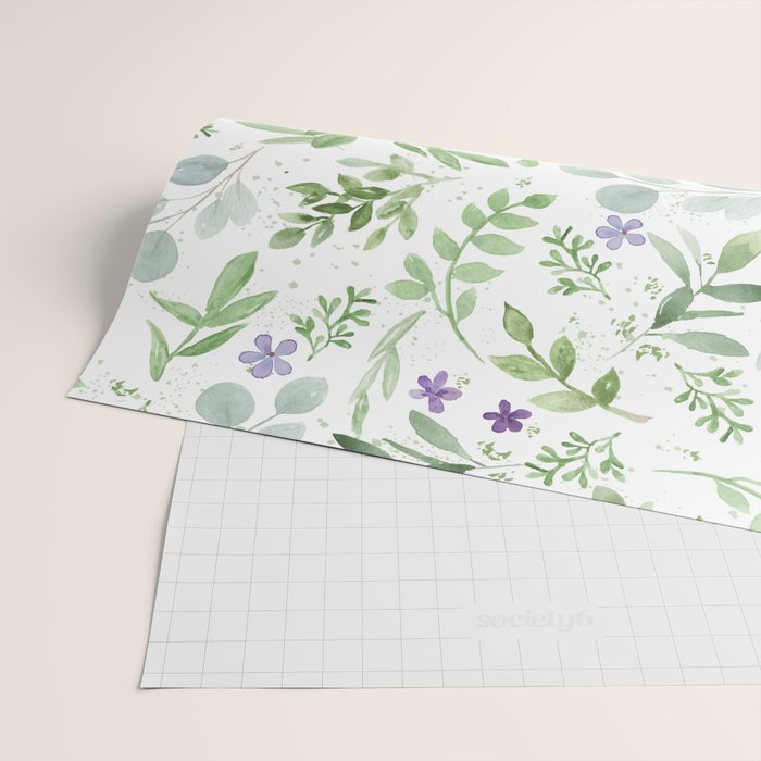 Botanical forest green lavender watercolor floral Wrapping Paper Gallery Image 2
