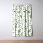 Botanical forest green lavender watercolor floral Window Curtain Gallery Image 3