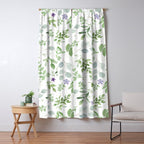 Botanical forest green lavender watercolor floral Window Curtain Gallery Image 5