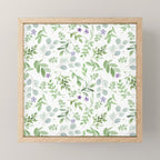 Botanical forest green lavender watercolor floral Mini Art Print Gallery Image 1
