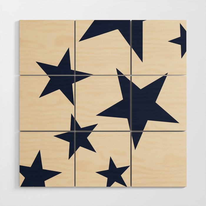Navy & Light Beige Big Ol' Stars Wood Wall Art Gallery Image 1