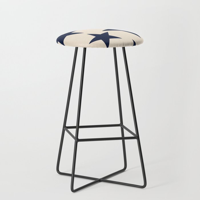 Navy & Light Beige Big Ol' Stars Stool Gallery Image 1