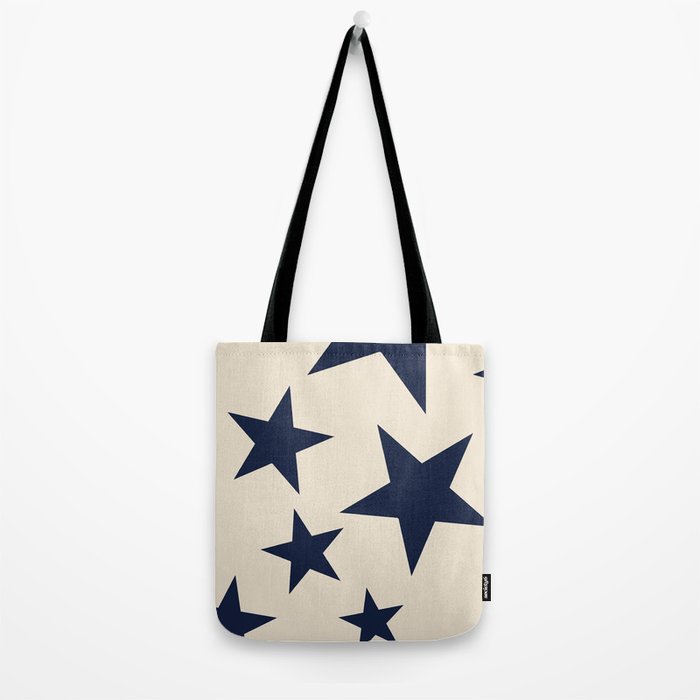 Navy & Light Beige Big Ol' Stars Tote Bag Gallery Image 2