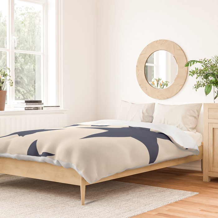 Navy & Light Beige Big Ol' Stars Duvet Cover Gallery Image 2