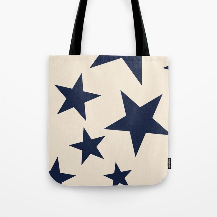 Navy & Light Beige Big Ol' Stars Tote Bag Gallery Image 1