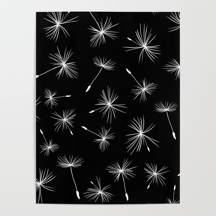 Flying Dandelions Black White Poster Gallery Image 1