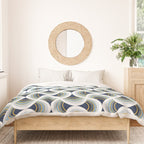 Art deco scallop elegance // blue geometric shapes golden textured lines Duvet Cover Gallery Image 3