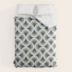 Art deco scallop elegance // blue geometric shapes golden textured lines Duvet Cover Gallery Image 6