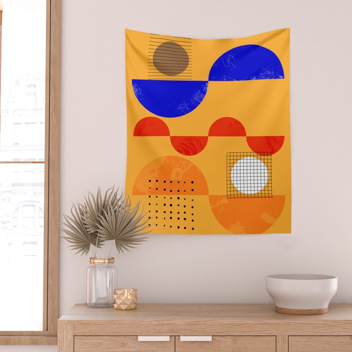 Mid-century shapes abstract no7 Wall Tapestry Gallery Image 2