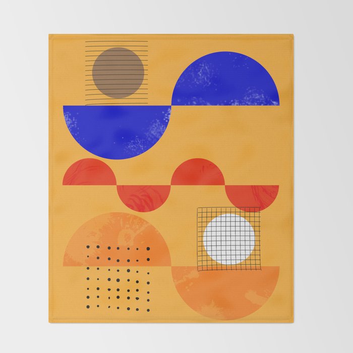 Mid-century shapes abstract no7 Throw Blanket Gallery Image 2