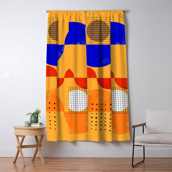 Mid-century shapes abstract no7 Window Curtain Gallery Image 5