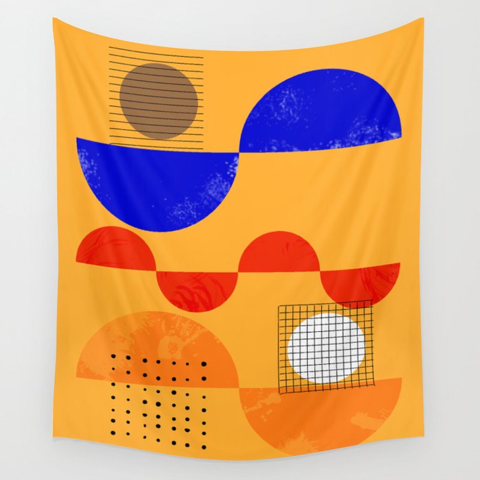 Mid-century shapes abstract no7 Wall Tapestry Gallery Image 1