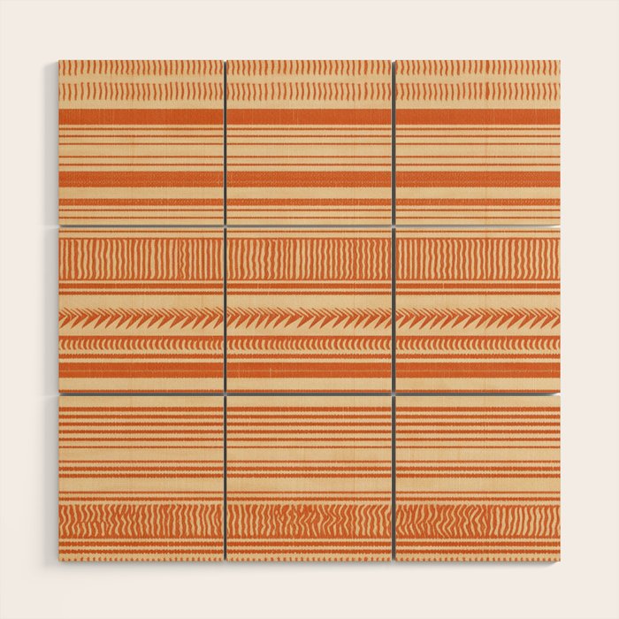 Boho Earthy Mud Cloth Abstract Pattern Wood Wall Art Gallery Image 1