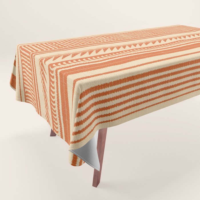 Boho Earthy Mud Cloth Abstract Pattern Tablecloth Gallery Image 1