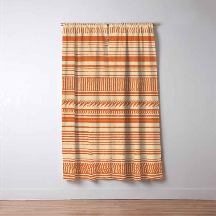 Boho Earthy Mud Cloth Abstract Pattern Window Curtain Gallery Image 3
