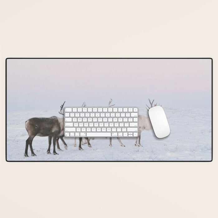 Winter Landscape Photo Art - Lapland Series - Reindeer Moon Minimal Nature Desk Mat Gallery Image 1
