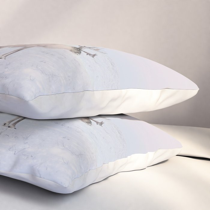 Winter Landscape Photo Art - Lapland Series - Reindeer Moon Minimal Nature Pillow Sham Gallery Image 3