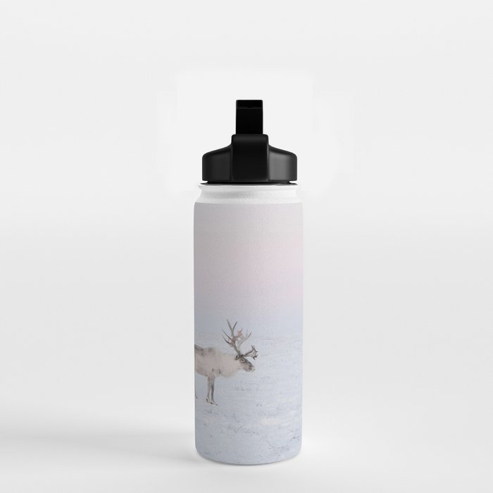Winter Landscape Photo Art - Lapland Series - Reindeer Moon Minimal Nature Water Bottle Gallery Image 2