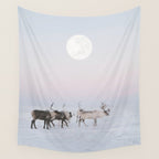 Winter Landscape Photo Art - Lapland Series - Reindeer Moon Minimal Nature Wall Tapestry Gallery Image 4