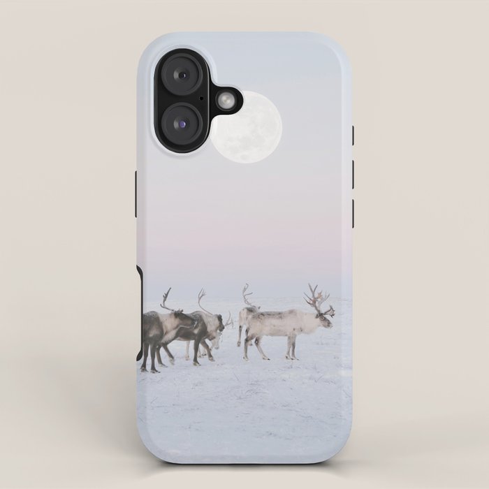 Winter Landscape Photo Art - Lapland Series - Reindeer Moon Minimal Nature iPhone Case Gallery Image 1
