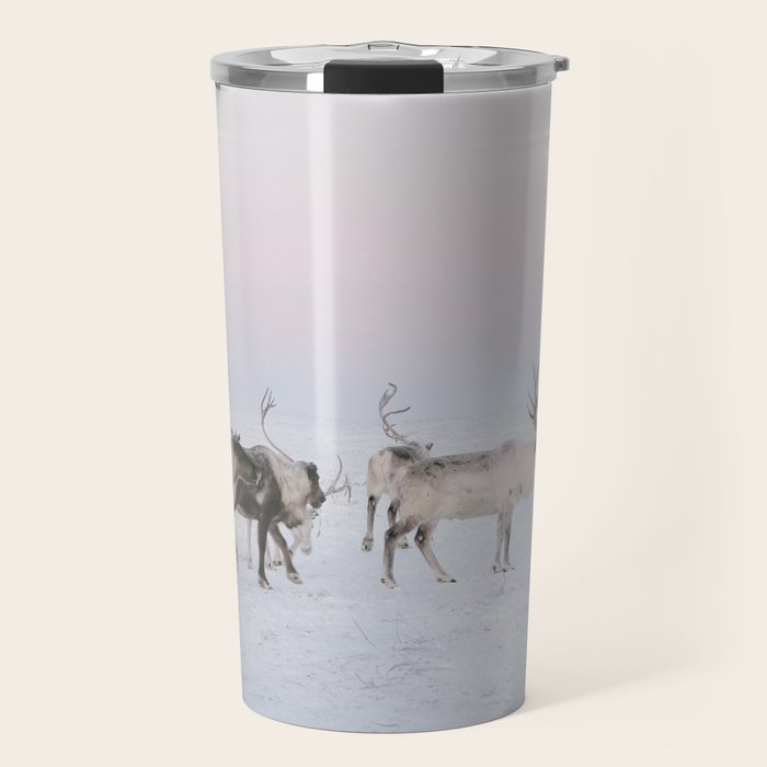 Winter Landscape Photo Art - Lapland Series - Reindeer Moon Minimal Nature Travel Mug Gallery Image 1