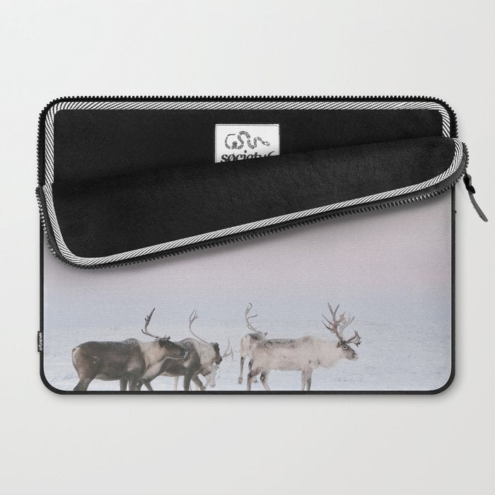 Winter Landscape Photo Art - Lapland Series - Reindeer Moon Minimal Nature Laptop Sleeve Gallery Image 2