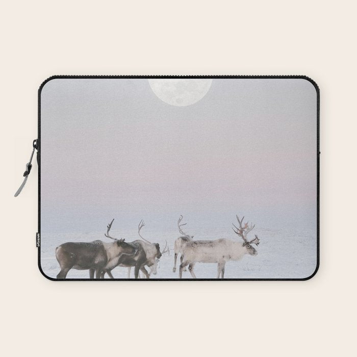 Winter Landscape Photo Art - Lapland Series - Reindeer Moon Minimal Nature Laptop Sleeve Gallery Image 1
