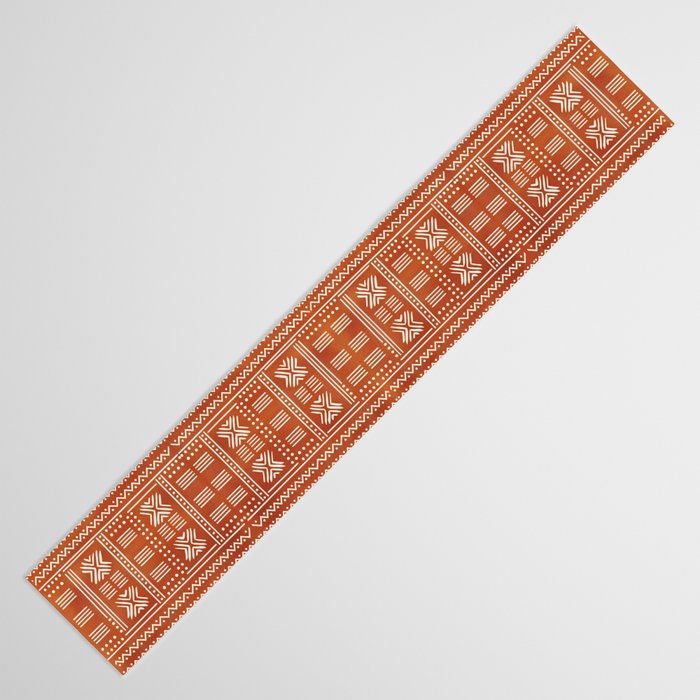 Geometric Tribal Pattern on Terracotta Table Runner Gallery Image 3