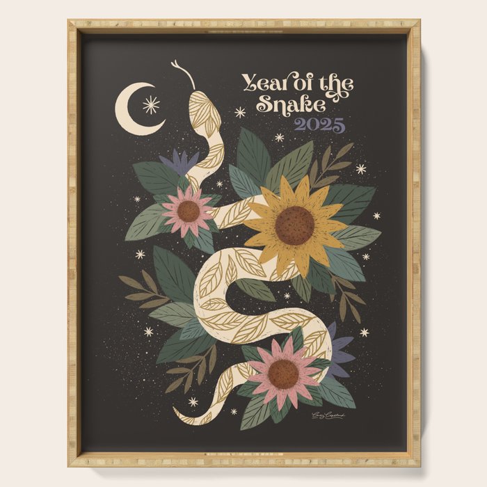 Year of the Snake 2025 - Black Serving Tray Gallery Image 1