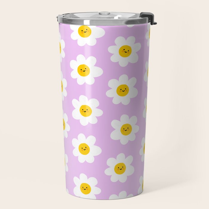 Happy Flowers - Purple  Travel Mug Gallery Image 2
