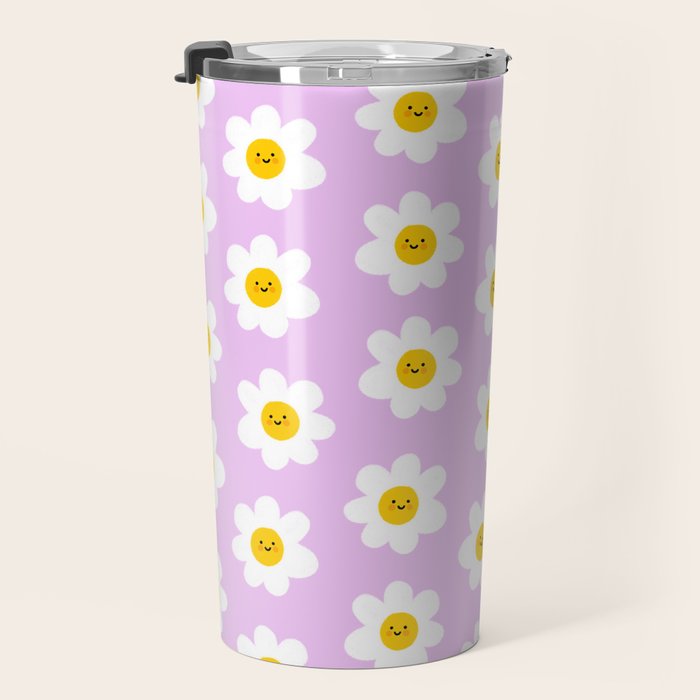 Happy Flowers - Purple  Travel Mug Gallery Image 3