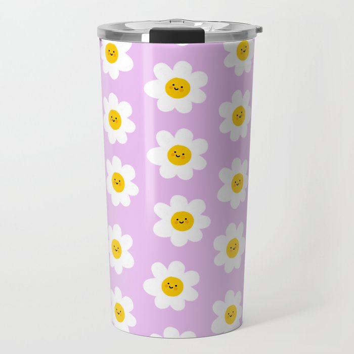 Happy Flowers - Purple  Travel Mug Gallery Image 1