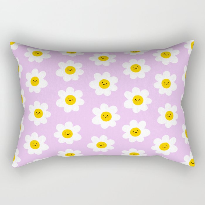 Happy Flowers - Purple  Rectangular Pillow Gallery Image 1
