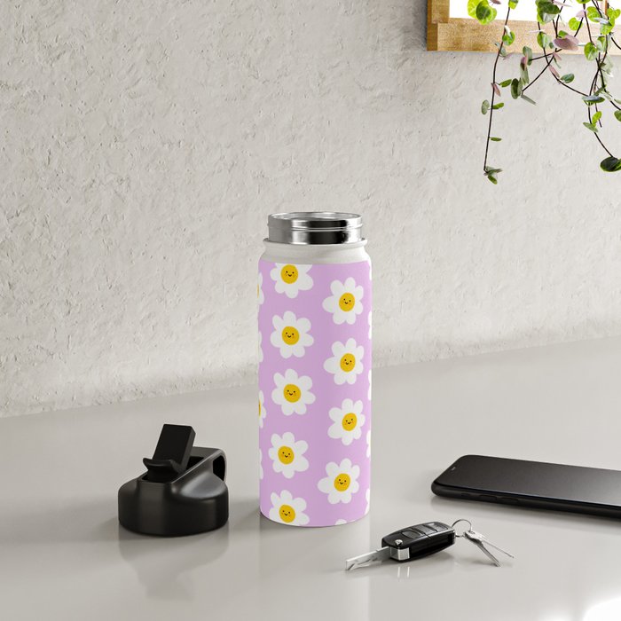 Happy Flowers - Purple  Water Bottle Gallery Image 4