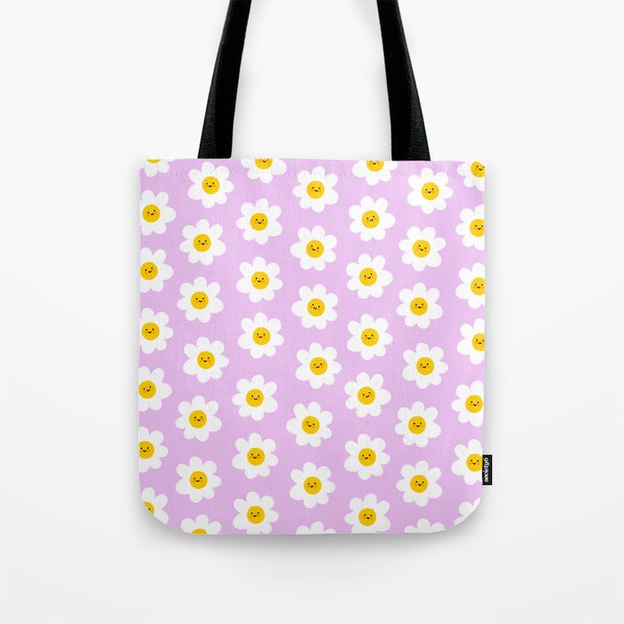 Happy Flowers - Purple  Tote Bag Gallery Image 1