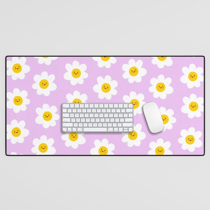 Happy Flowers - Purple  Desk Mat Gallery Image 1