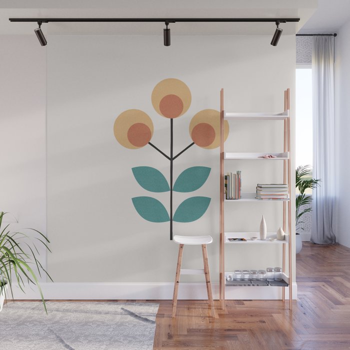 Retro Flower 1-1 Wall Mural Gallery Image 1