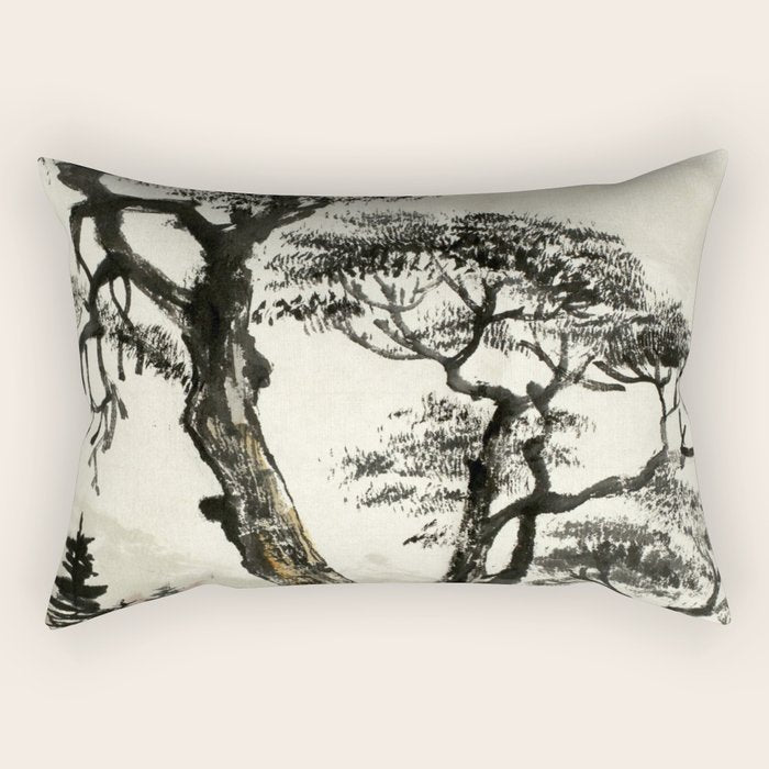 Japanese Mountain Forest Tree Landscape Rectangular Pillow Gallery Image 1