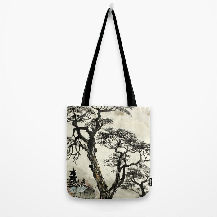 Japanese Mountain Forest Tree Landscape Tote Bag Gallery Image 2