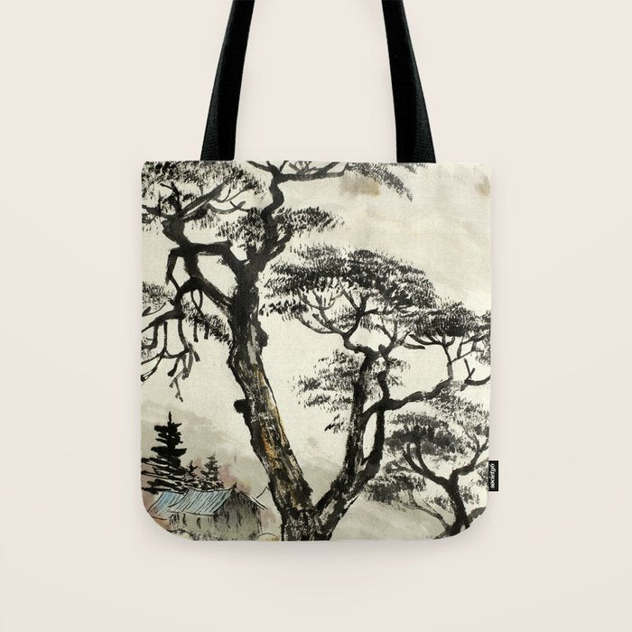 Japanese Mountain Forest Tree Landscape Tote Bag Gallery Image 1