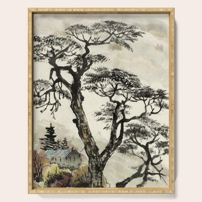 Japanese Mountain Forest Tree Landscape Serving Tray Gallery Image 1