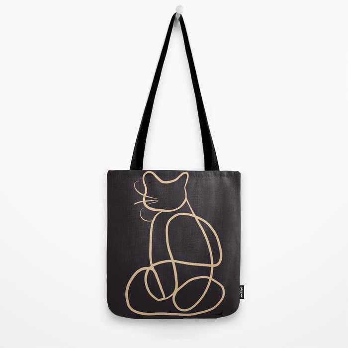 Abstract Line Art Cat Tote Bag Gallery Image 2