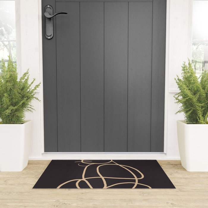 Abstract Line Art Cat Welcome Mat Gallery Image 3