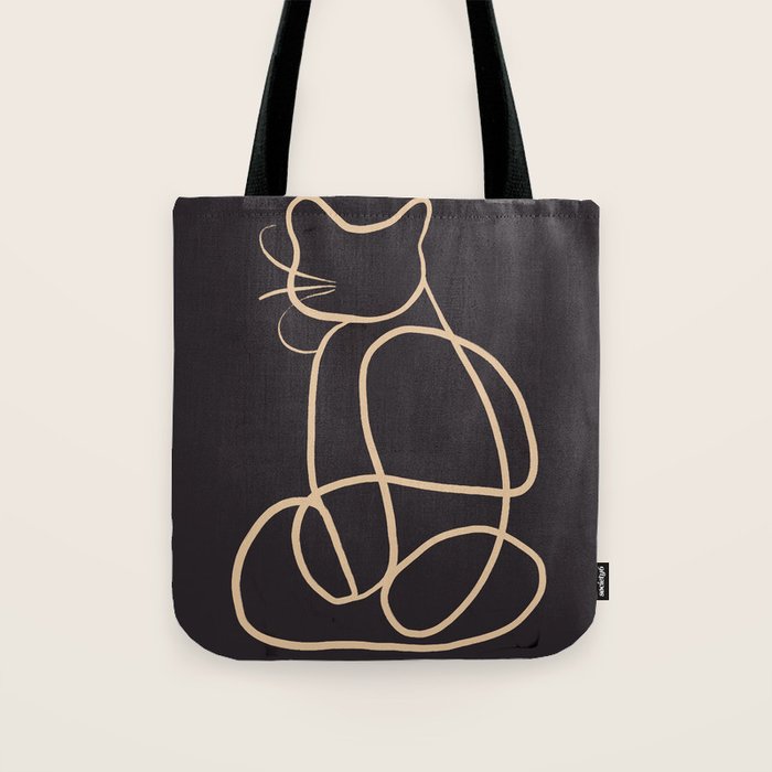 Abstract Line Art Cat Tote Bag Gallery Image 1