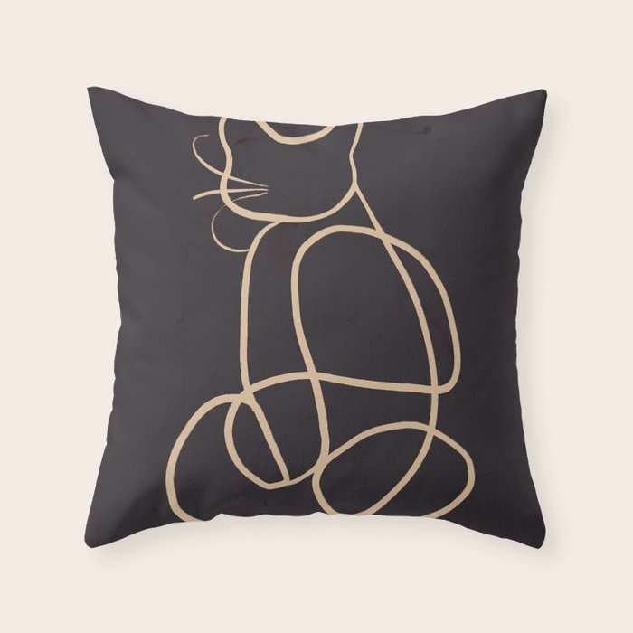 Abstract Line Art Cat Throw Pillow Gallery Image 1